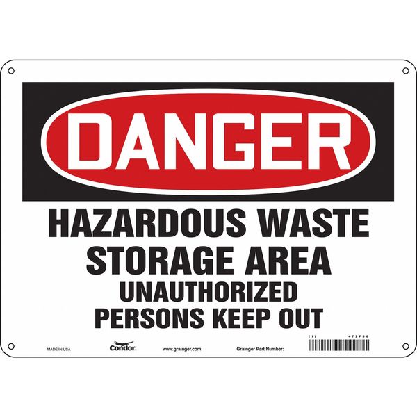 Safety Sign, 10 in Height, 14 in Width, Polyethylene, Horizontal Rectangle, English, 472P86