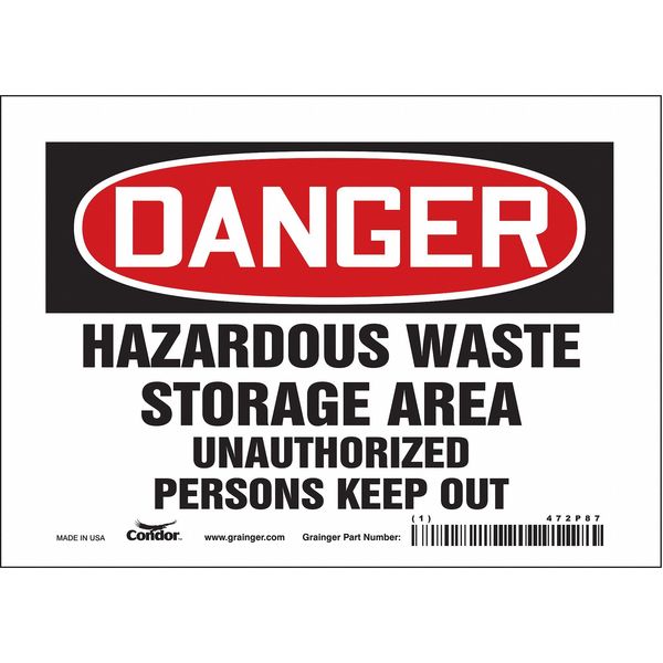 Safety Sign, 5 in Height, 7 in Width, Vinyl, Horizontal Rectangle, English, 472P87