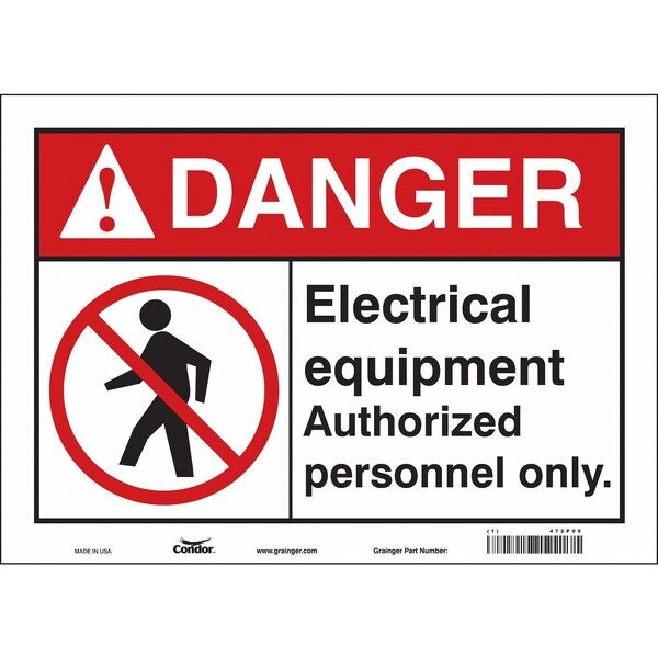 Safety Sign, 10 in Height, 14 in Width, Vinyl, Horizontal Rectangle, English, 472P09