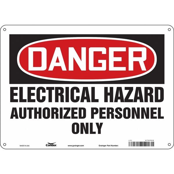 Safety Sign, 10 in Height, 14 in Width, Polyethylene, Horizontal Rectangle, English, 472P26
