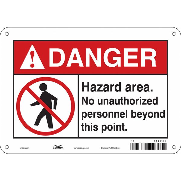 Safety Sign, 7 in Height, 10 in Width, Polyethylene, Vertical Rectangle, English, 472P51