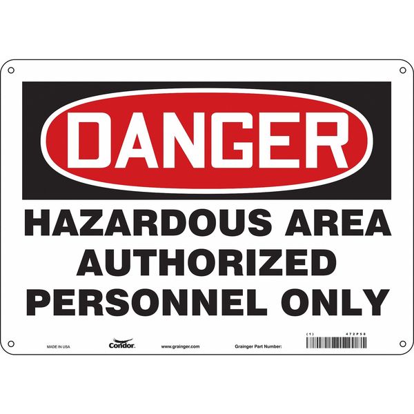 Safety Sign, 10 in Height, 14 in Width, Polyethylene, Horizontal Rectangle, English, 472P58