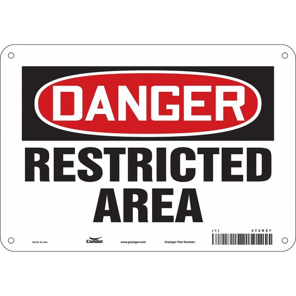 Safety Sign, 7 in Height, 10 in Width, Polyethylene, Vertical Rectangle, English, 472R87