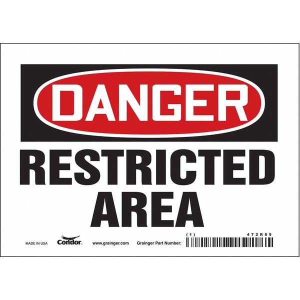 Safety Sign, 5 in Height, 7 in Width, Vinyl, Horizontal Rectangle, English, 472R89
