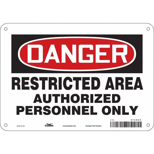 Safety Sign, 7 in Height, 10 in Width, Polyethylene, Vertical Rectangle, English, 472R95