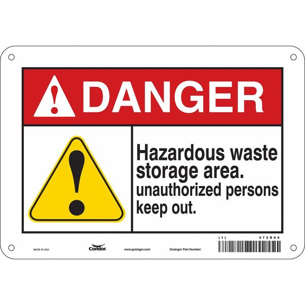 Safety Sign, 7 in Height, 10 in Width, Polyethylene, Vertical Rectangle, English, 472R04