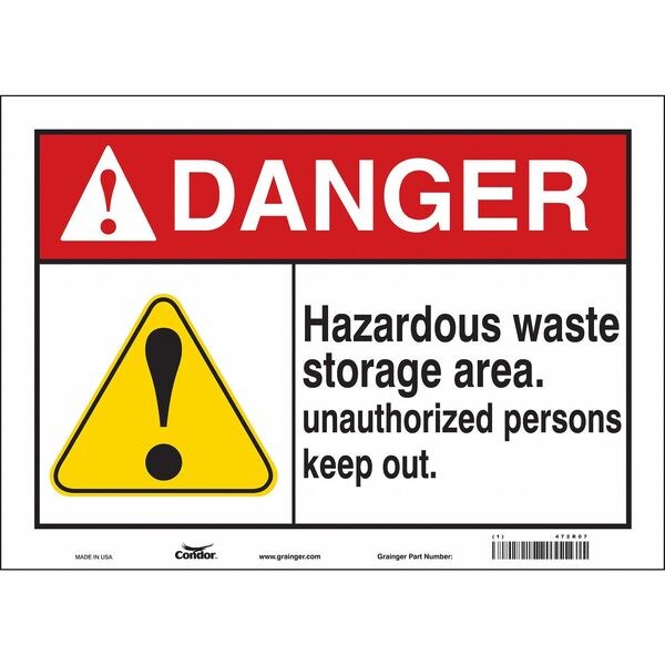 Safety Sign, 10 in Height, 14 in Width, Vinyl, Horizontal Rectangle, English, 472R07
