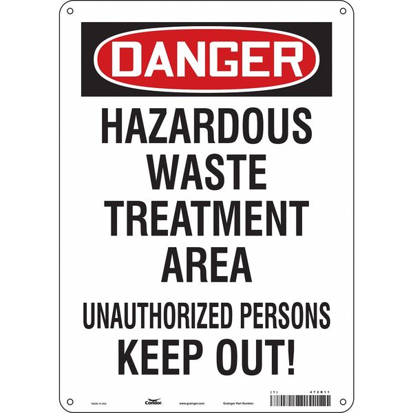 Safety Sign, 14 in Height, 10 in Width, Polyethylene, Vertical Rectangle, English, 472R11