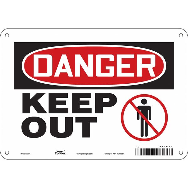 Safety Sign, 7 in Height, 10 in Width, Polyethylene, Vertical Rectangle, English, 472R25