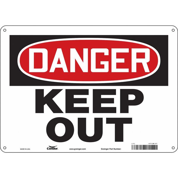 Safety Sign, 10 in Height, 14 in Width, Polyethylene, Horizontal Rectangle, English, 472R37
