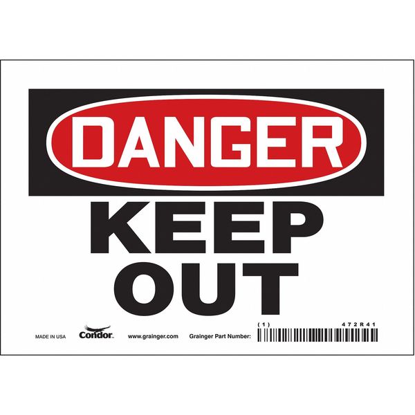 Safety Sign, 5 in Height, 7 in Width, Vinyl, Horizontal Rectangle, English, 472R41