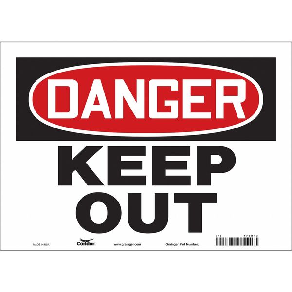 Safety Sign, 10 in Height, 14 in Width, Vinyl, Horizontal Rectangle, English, 472R43
