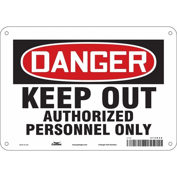 Safety Sign, 7 in Height, 10 in Width, Polyethylene, Vertical Rectangle, English, 472R48
