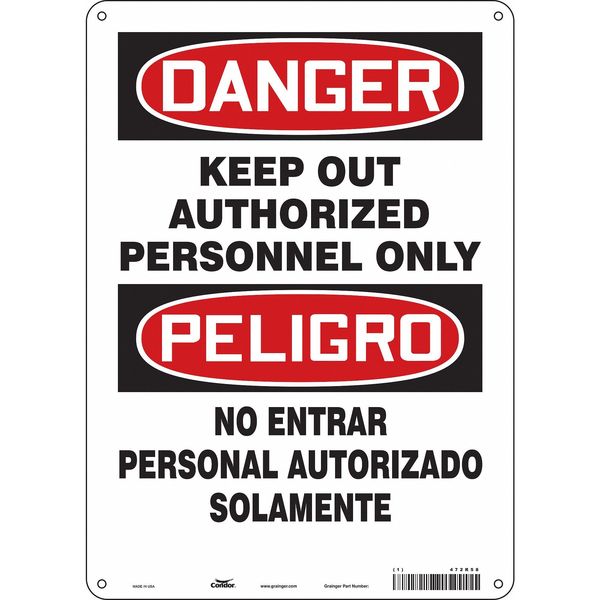 Safety Sign, 14 in Height, 10 in Width, Vinyl, Vertical Rectangle, English, Spanish, 472R58