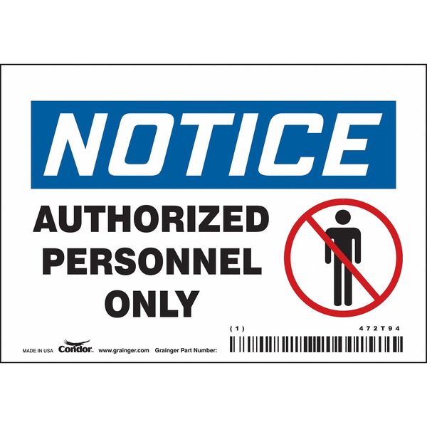 Safety Sign, 3 1/2 in Height, 5 in Width, Vinyl, Horizontal Rectangle, English, 472T94