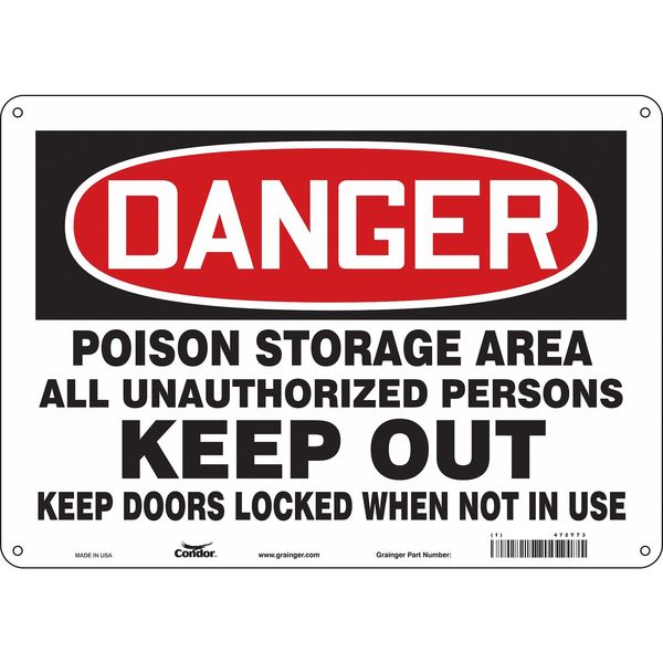 Safety Sign, 10 in Height, 14 in Width, Polyethylene, Horizontal Rectangle, English, 472T73