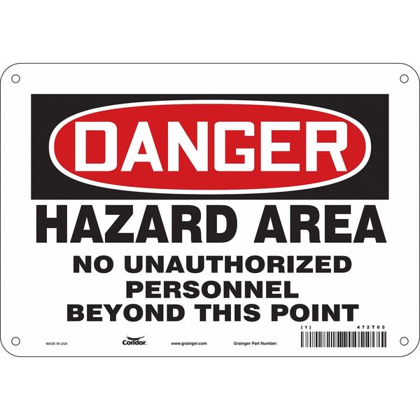 Safety Sign, 7 in Height, 10 in Width, Polyethylene, Vertical Rectangle, English, 472T05