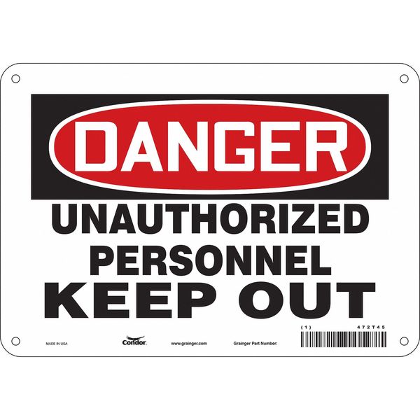 Safety Sign, 7 in Height, 10 in Width, Polyethylene, Vertical Rectangle, English, 472T45
