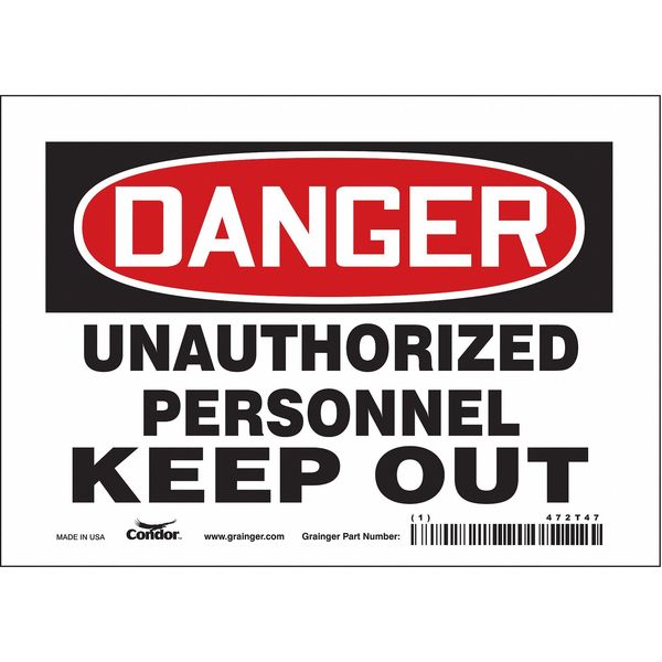 Safety Sign, 5 in Height, 7 in Width, Vinyl, Horizontal Rectangle, English, 472T47