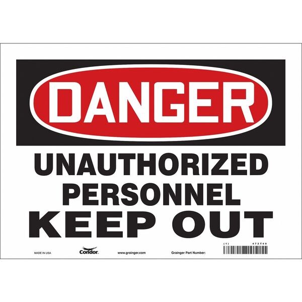 Safety Sign, 10 in Height, 14 in Width, Vinyl, Horizontal Rectangle, English, 472T49