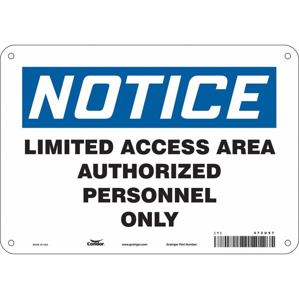 Safety Sign, 7 in Height, 10 in Width, Polyethylene, Vertical Rectangle, English, 472U97