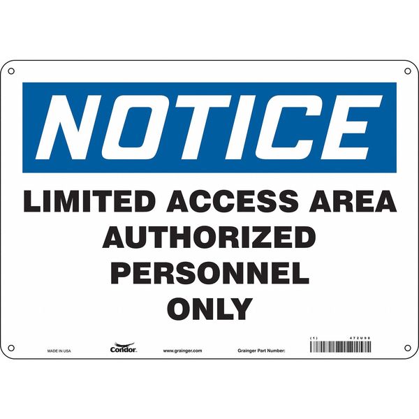 Safety Sign, 10 in Height, 14 in Width, Polyethylene, Horizontal Rectangle, English, 472U98