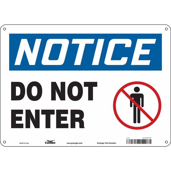 Safety Sign, 10 in Height, 14 in Width, Polyethylene, Horizontal Rectangle, English, 472U79