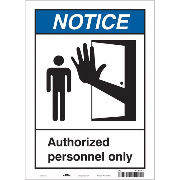 Safety Sign, 14 in Height, 10 in Width, Vinyl, Vertical Rectangle, English, 472U18