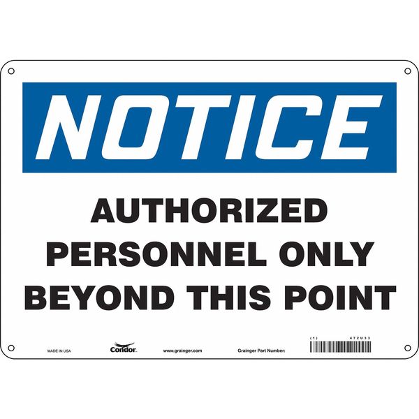 Safety Sign, 10 in Height, 14 in Width, Polyethylene, Horizontal Rectangle, English, 472U33