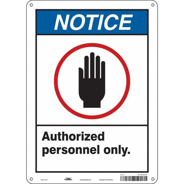 Safety Sign, 14 in Height, 10 in Width, Polyethylene, Vertical Rectangle, English, 472U40