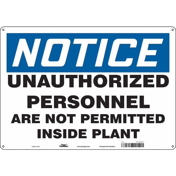 Safety Sign, 14 in H, 20 in W, Polyethylene, Horizontal Rectangle, English, 472V97