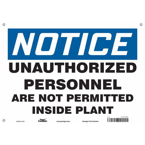 Safety Sign, 10 in Height, 14 in Width, Vinyl, Horizontal Rectangle, English, 472V99
