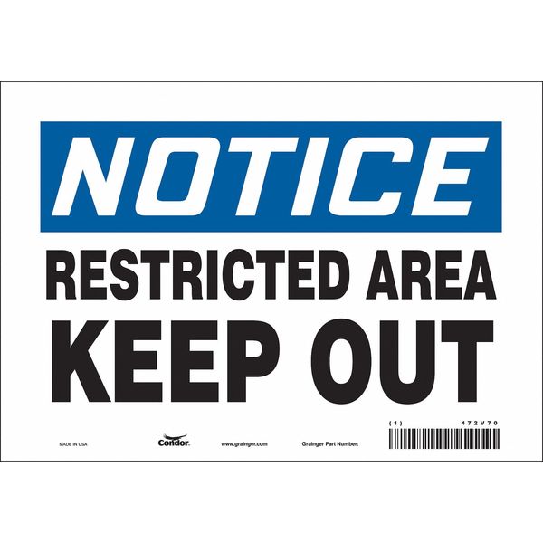 Safety Sign, 7 in Height, 10 in Width, Vinyl, Vertical Rectangle, English, 472V70