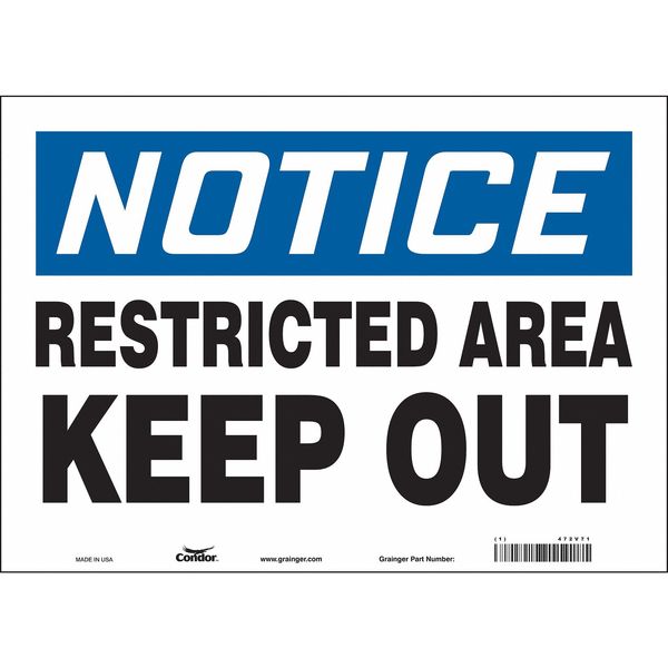 Safety Sign, 10 in Height, 14 in Width, Vinyl, Horizontal Rectangle, English, 472V71