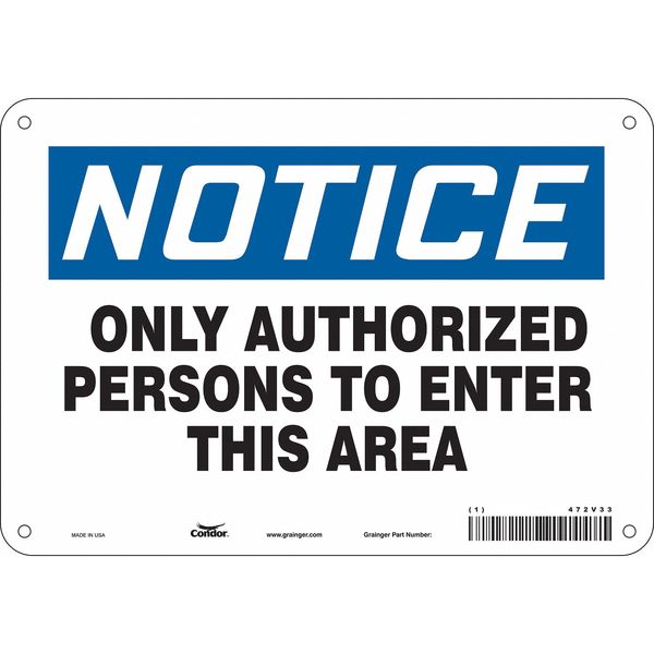 Safety Sign, 7 in Height, 10 in Width, Polyethylene, Vertical Rectangle, English, 472V33