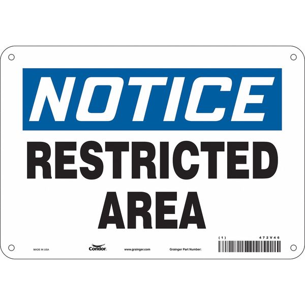 Safety Sign, 7 in Height, 10 in Width, Polyethylene, Vertical Rectangle, English, 472V46