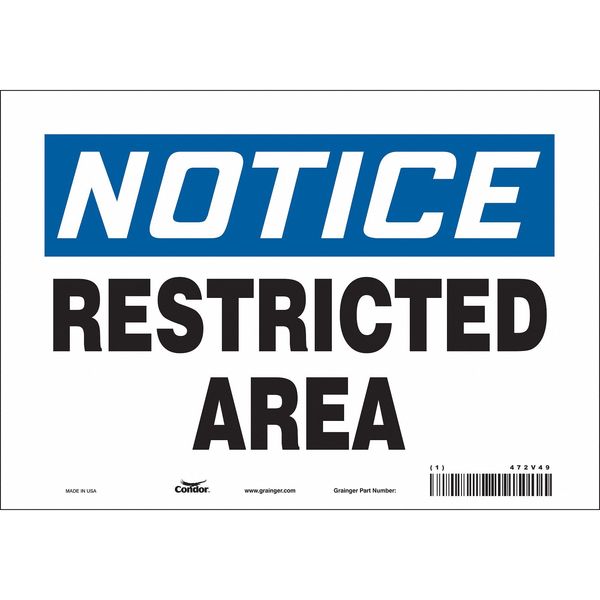 Safety Sign, 7 in Height, 10 in Width, Vinyl, Vertical Rectangle, English, 472V49