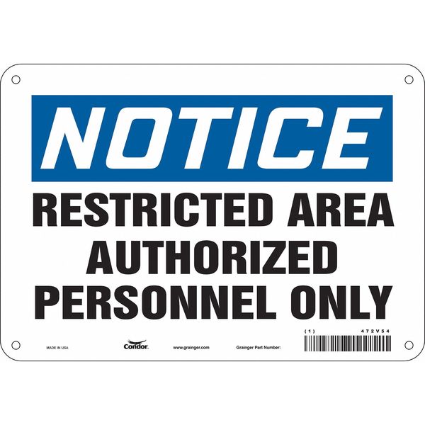 Safety Sign, 7 in Height, 10 in Width, Polyethylene, Vertical Rectangle, English, 472V54