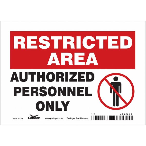 Safety Sign, 5 in Height, 7 in Width, Vinyl, Horizontal Rectangle, English, 472W18