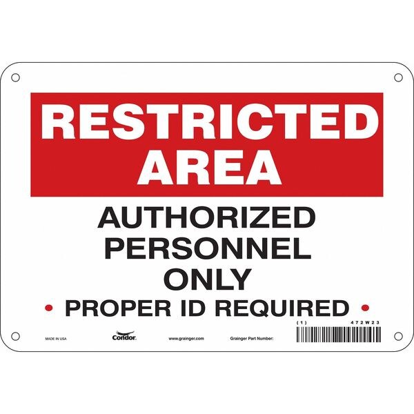 Safety Sign, 7 in Height, 10 in Width, Polyethylene, Vertical Rectangle, English, 472W23