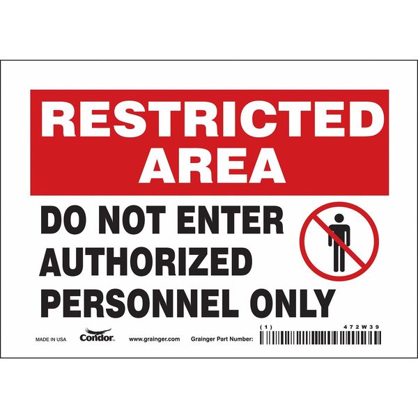Safety Sign, 5 in Height, 7 in Width, Vinyl, Horizontal Rectangle, English, 472W39