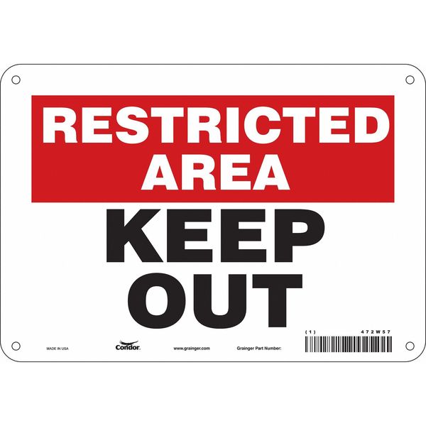 Safety Sign, 7 in Height, 10 in Width, Polyethylene, Vertical Rectangle, English, 472W57