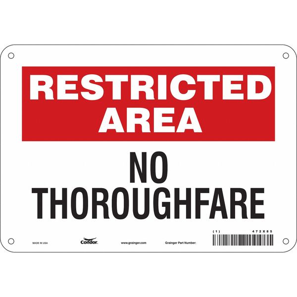 Safety Sign, 7 in Height, 10 in Width, Polyethylene, Vertical Rectangle, English, 472X85