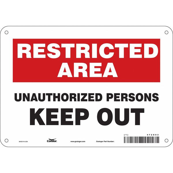 Safety Sign, 7 in Height, 10 in Width, Polyethylene, Vertical Rectangle, English, 472X93