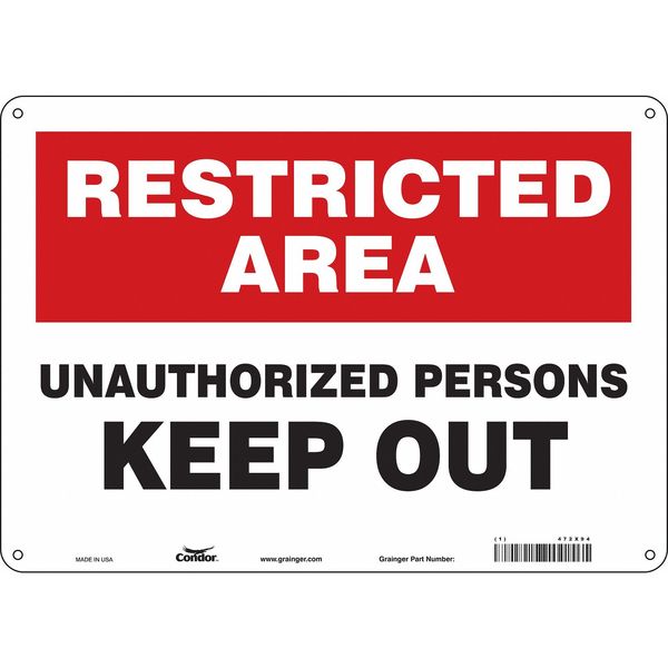 Safety Sign, 10 in Height, 14 in Width, Polyethylene, Horizontal Rectangle, English, 472X94