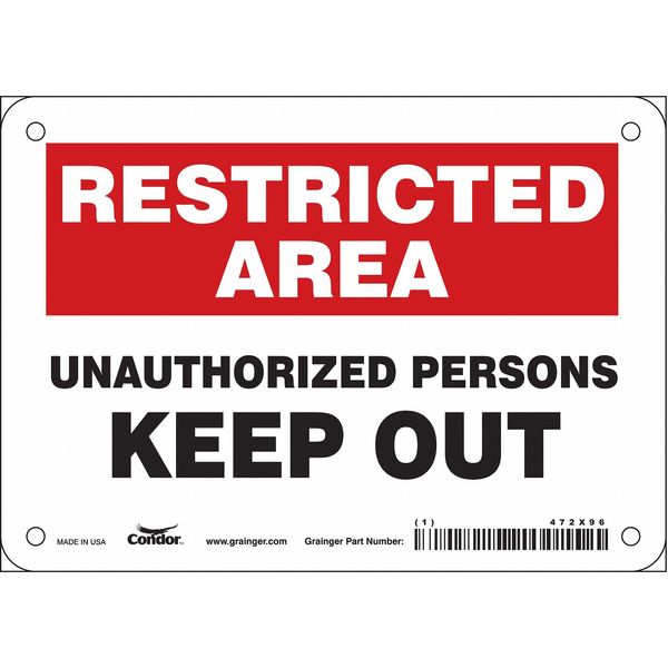 Safety Sign, 5 in Height, 7 in Width, Vinyl, Horizontal Rectangle, English, 472X96