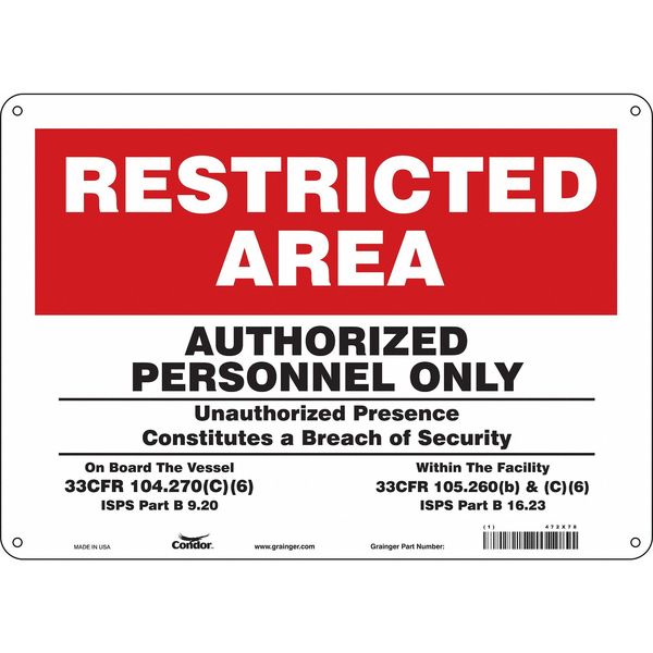 Safety Sign, 10 in Height, 14 in Width, Polyethylene, Horizontal Rectangle, English, 472X78