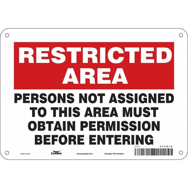 Safety Sign, 7 in Height, 10 in Width, Polyethylene, Vertical Rectangle, English, 472X12