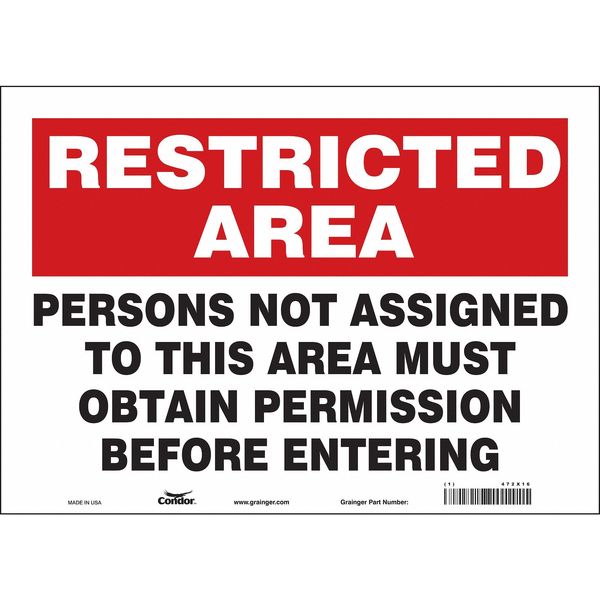 Safety Sign, 10 in Height, 14 in Width, Vinyl, Horizontal Rectangle, English, 472X16