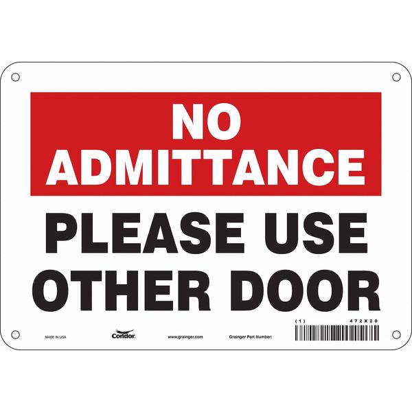 Safety Sign, 7 in Height, 10 in Width, Polyethylene, Vertical Rectangle, English, 472X20